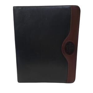 Franklin Quest Covey Genuine Woodsman Leather Planner/Binder Black/Brown 11x9"